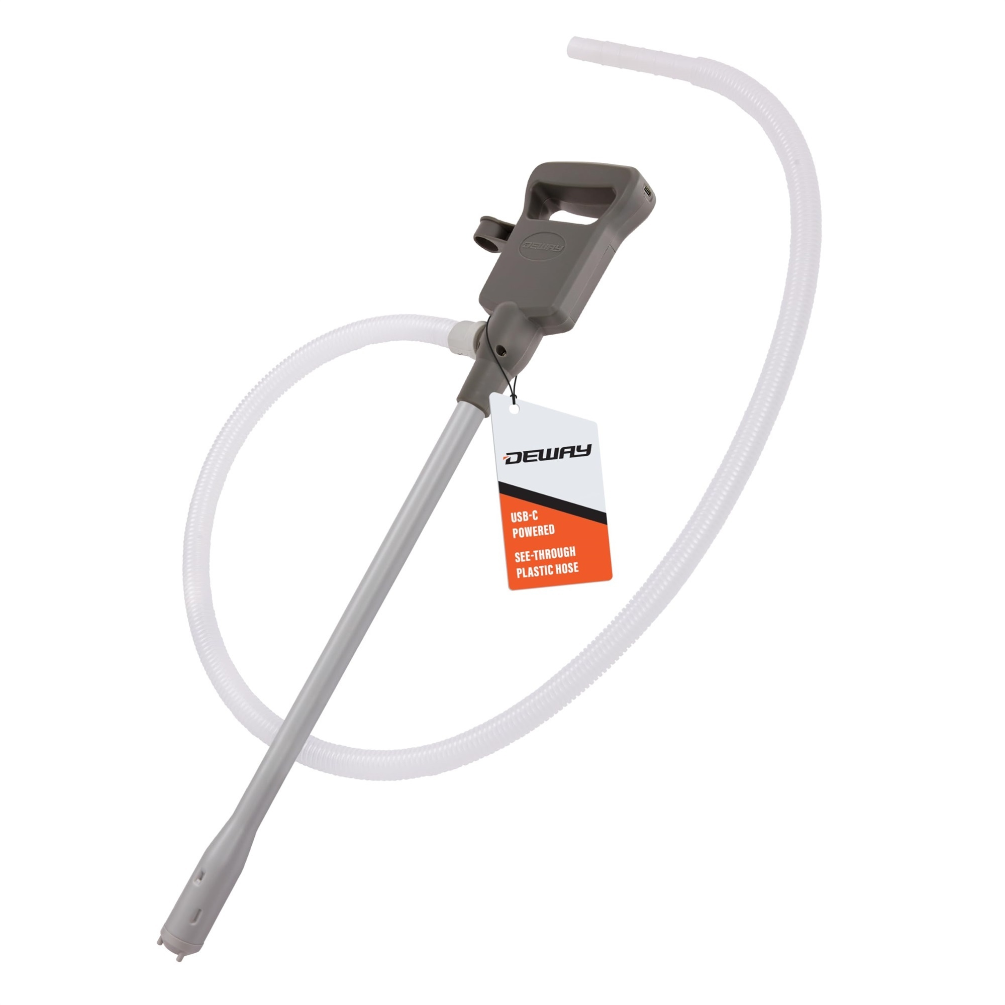 Deway Automatic Fuel Transfer Pump — 3.8GPM, USB-C or AA Battery Powered, 51in. Hose, Portable Siphon, Model# WAYHHP38B